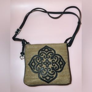 BRIGHTON CASABLANCA COLLECTION RAFFIA SARITA MEDALLION SHOULDER HANDBAG